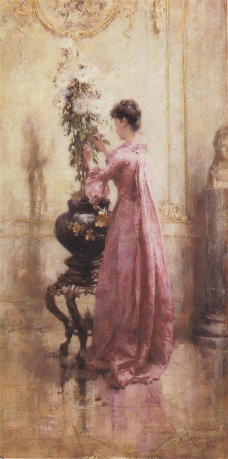 Woman with Chrysanthemums